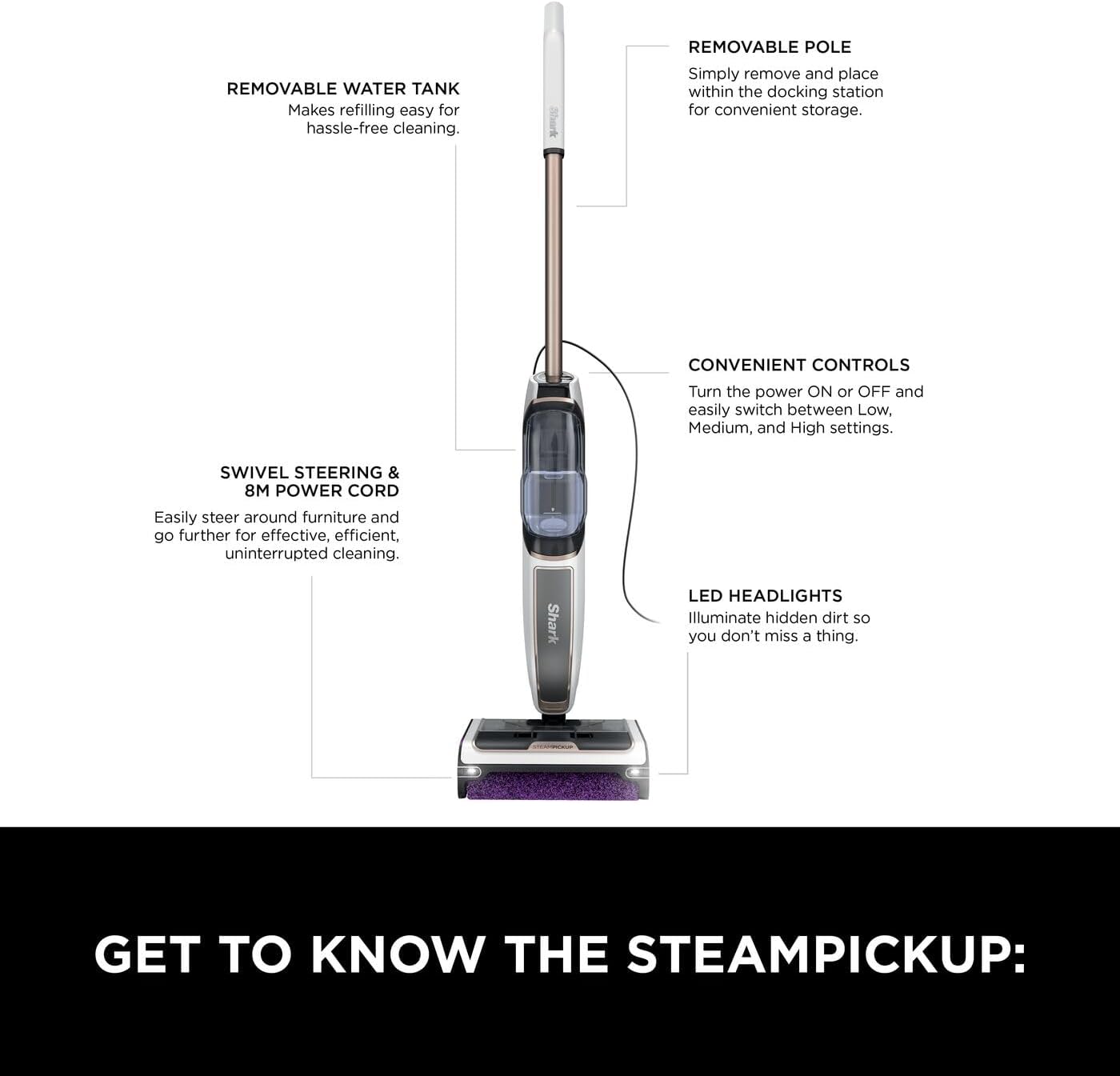 Shark SteamPickUp SD200UK 3-in-1 Steam Mop – Hard Floor Cleaner with Debris Collection & Chemical-Free Cleaning - Image 10