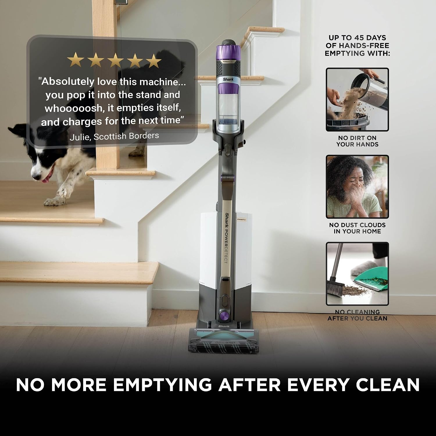 Shark PowerDetect IP3251UKT Cordless Vacuum Cleaner 2L Auto-Empty Base DuoClean 70min Runtime Anti Hair Wrap - Image 5